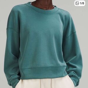Lululemon Softstreme Perfectly Oversized Crop Crew Green Jasper size 2‎